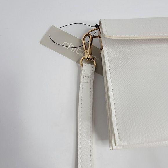 Chicos Convertible Tassel Crossbody Bag Fold Over Bag Zip Up‎ White - Picture 11 of 14